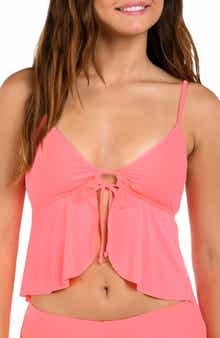 Solid Flutter Tankini Bikini Top