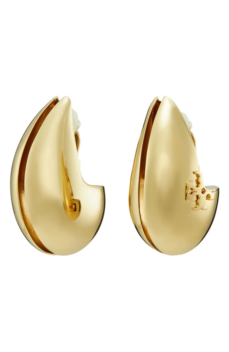 Tory Burch Wave Earrings, Alternate, color, Light Brass