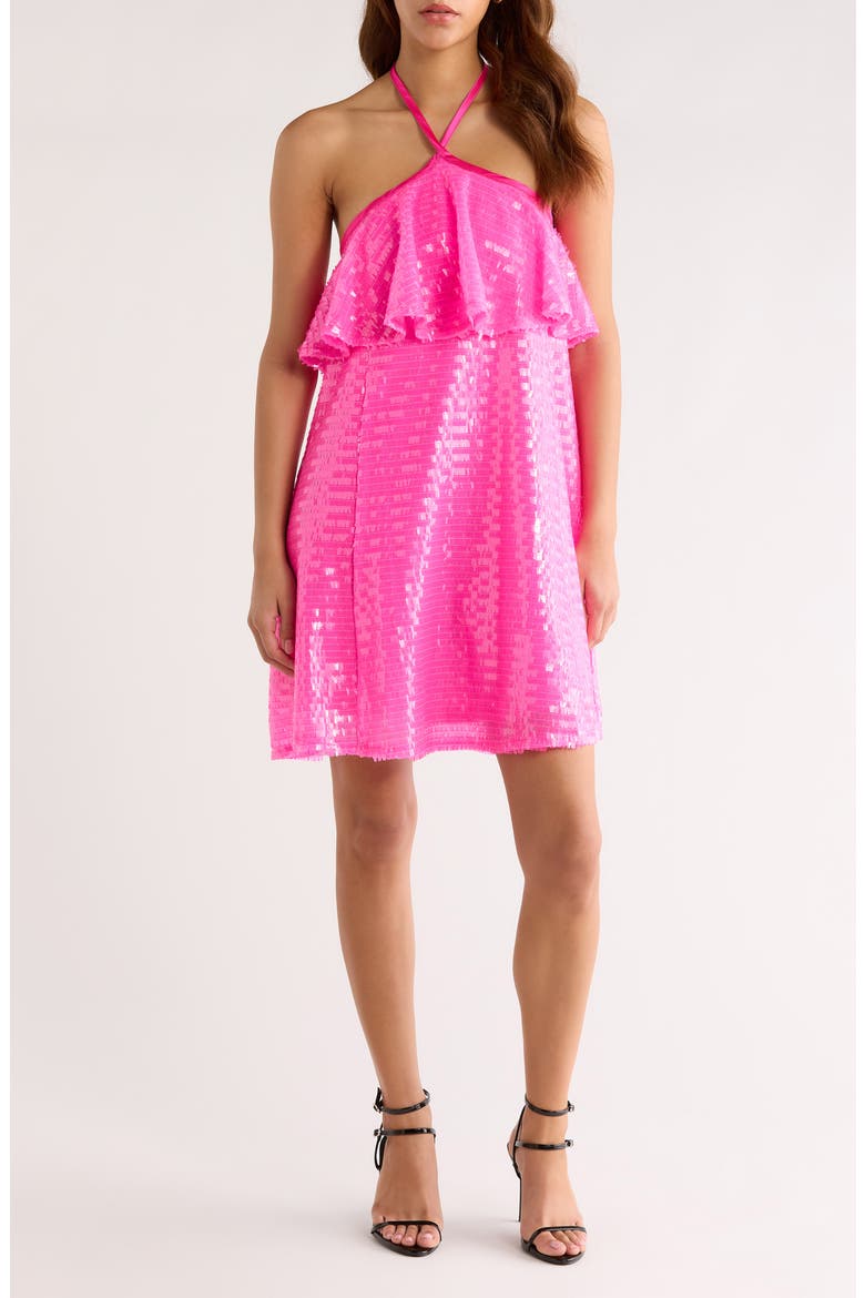 Liviana Sequin Shift Minidress, Main, color, FUCHSIA