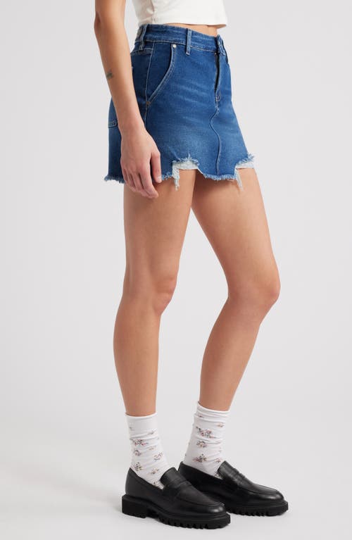 Ptcl Eira Easy Stretch Distressed Denim Miniskirt In Med Ind Decon
