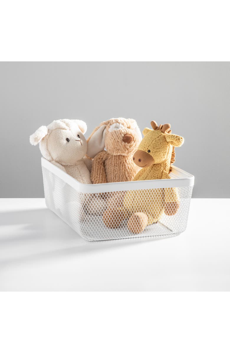 mDesign Metal Mesh Pantry Basket for Kitchen Organization and Storage - Set of 2 - White, Alternate, color, White