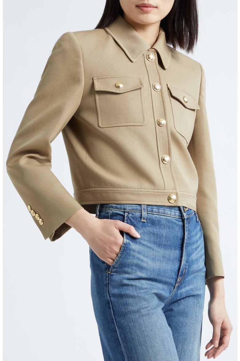 Edna Crop Virgin Wool Jacket, Alternate, color, BRITISH KHAKI