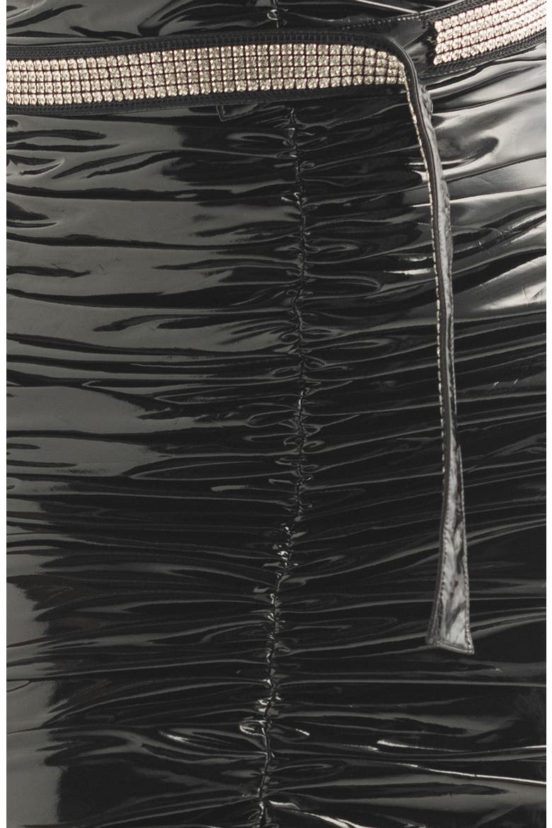 Ruched Latex Body-Con Cocktail Dress, Alternate, color, BLACK