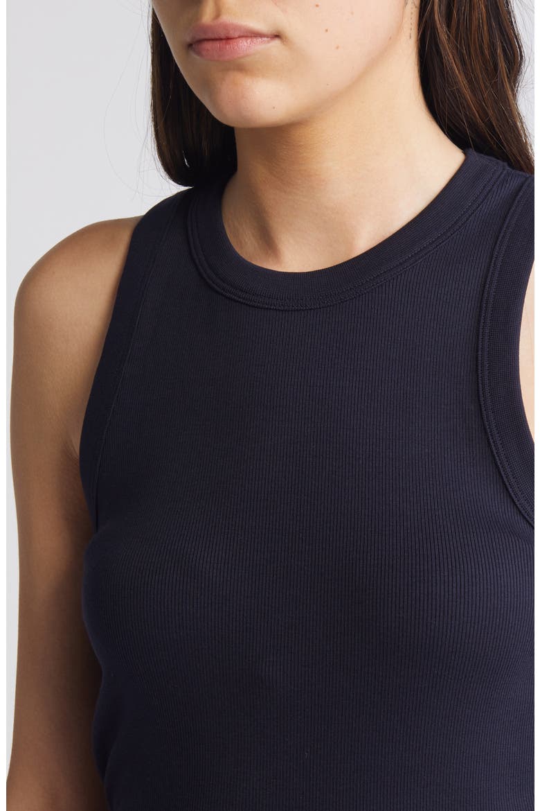 Jordyn Stretch Sleeveless Pima Cotton Rib Top, Alternate, color, NAVY
