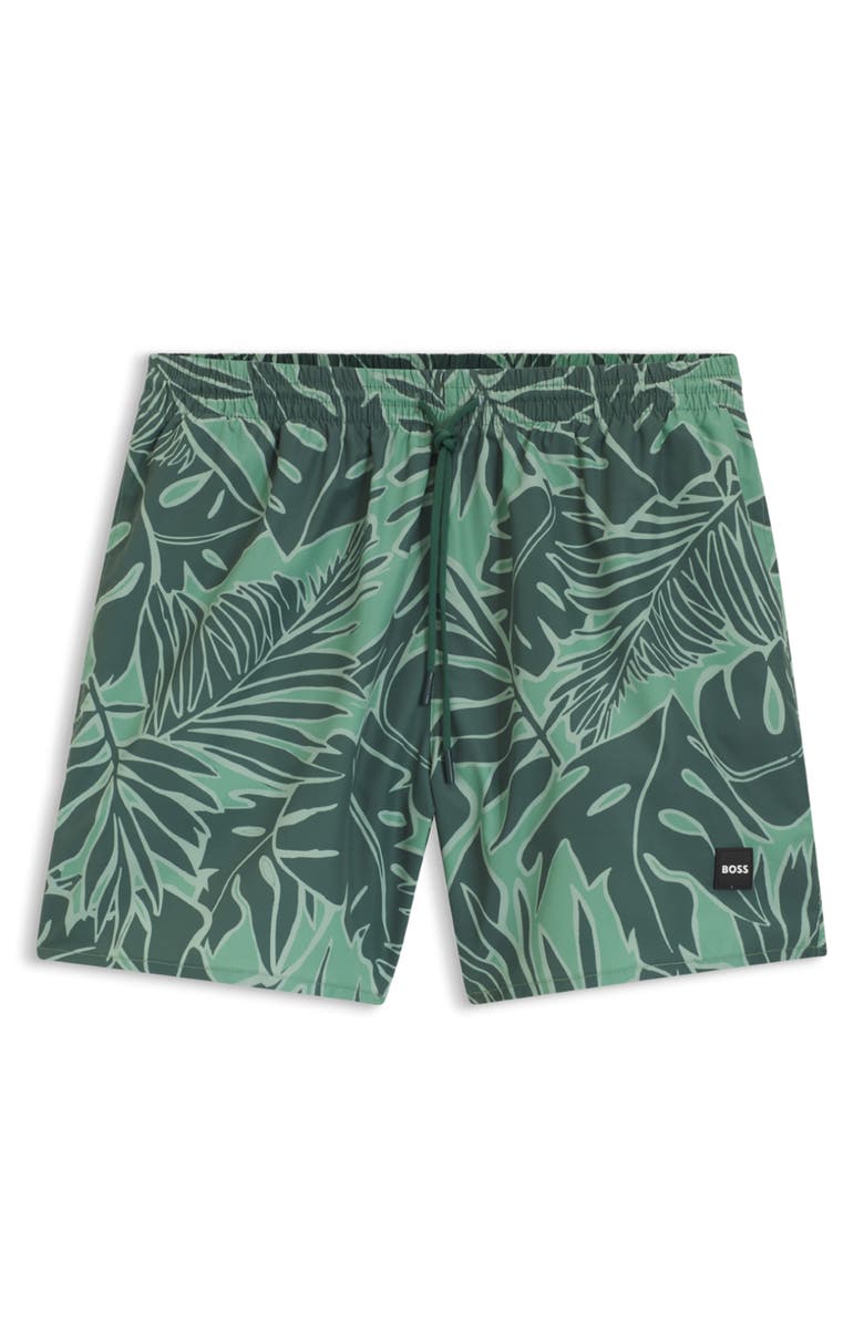 BOSS Pirhana Swim Trunks, Alternate, color, Open Green