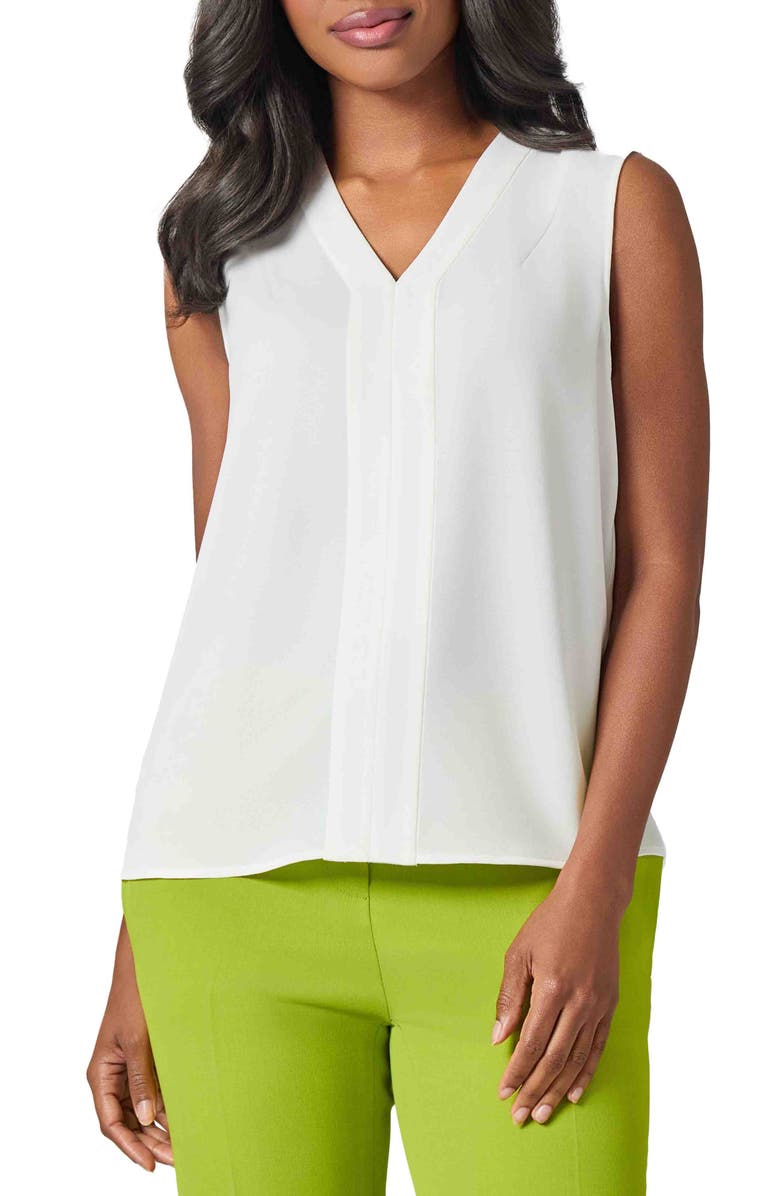 KASPER Sleeveless V-Neck Top, Main, color, Lily White