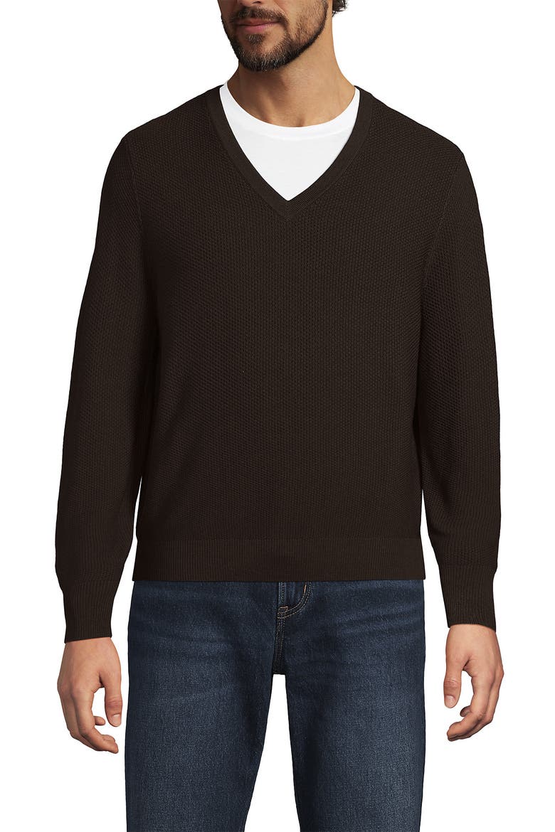 Long Sleeve Washable Merino Wool V Neck Sweater, Main, color, Rich Coffee
