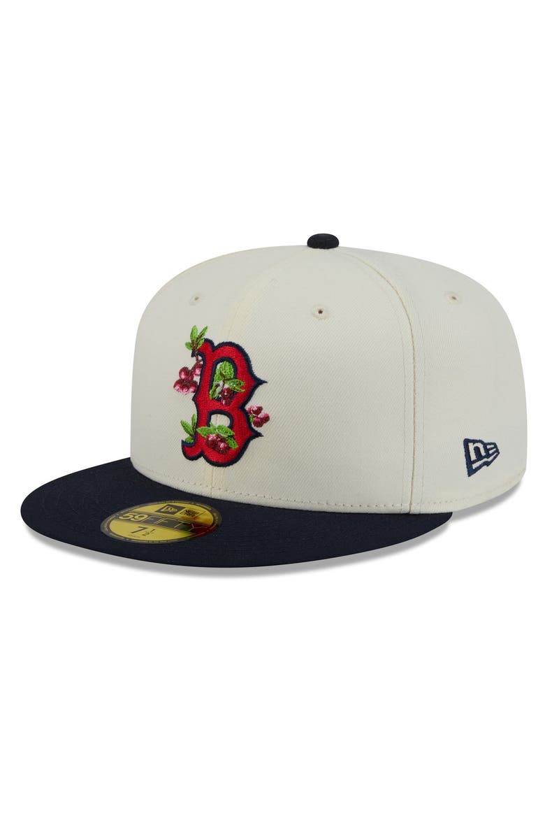 Men's New Era White/Navy Boston Red Sox Blossom 59FIFTY Fitted Hat, Alternate, color, White