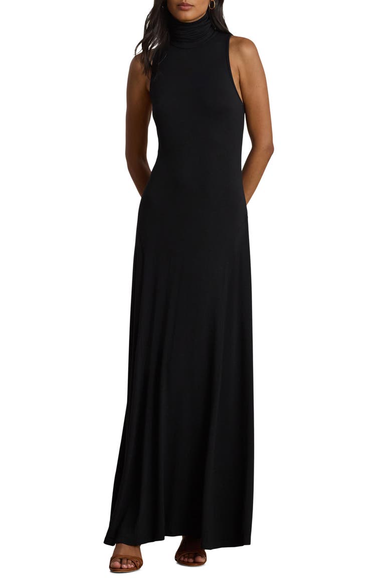 Sleeveless Stretch Jersey Maxi Dress, Main, color, BLACK