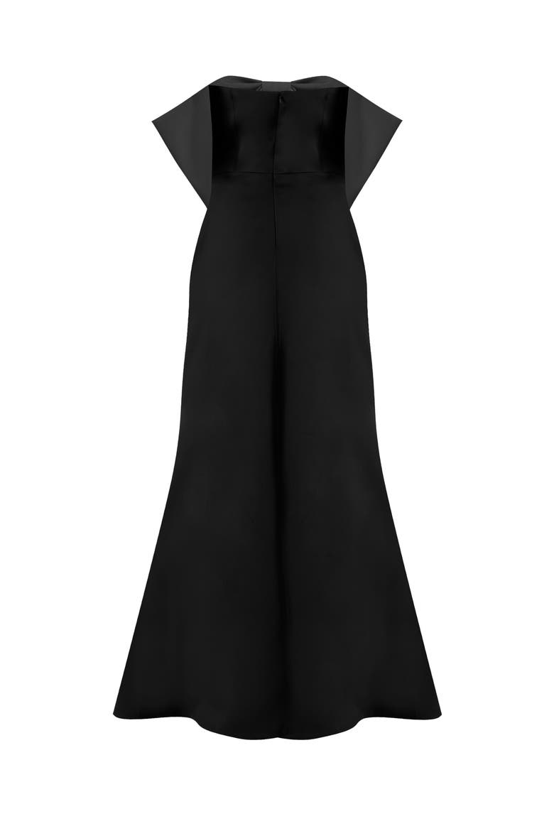 Strapless Mermaid Gown with Bow, Alternate, color, Black