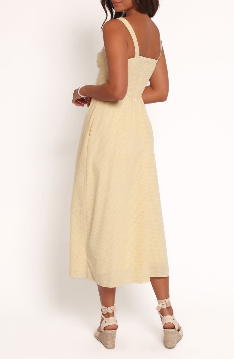 Petal & Pup Kinslee Corset Cotton Blend Midi Dress, Alternate, color, Yellow Gingham