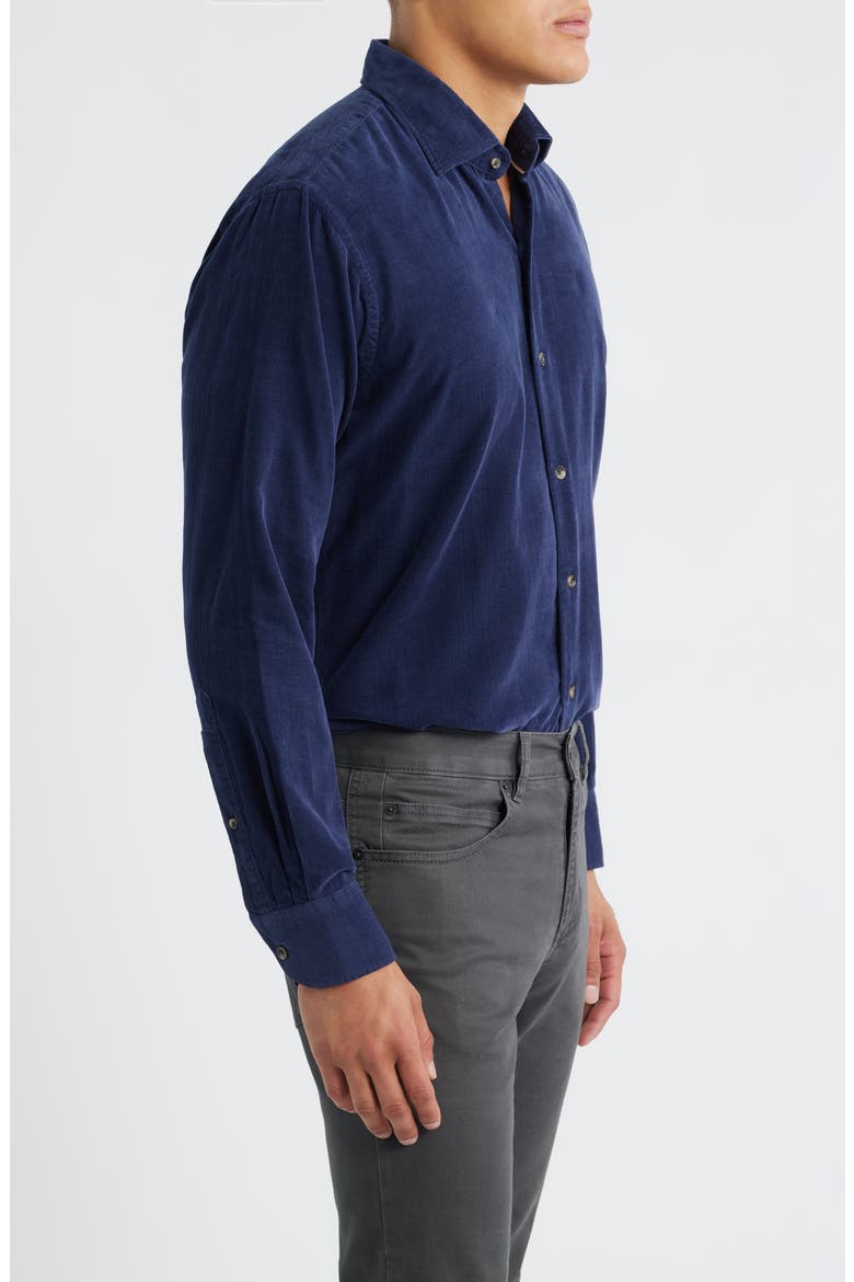 Cotton & Cashmere Corduroy Button-Up Shirt, Alternate, color, NAVY