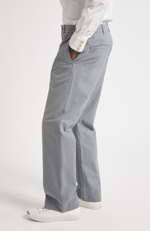 Double Rl Maitland Stripe Flat Front Cotton & Linen Chinos In Gray