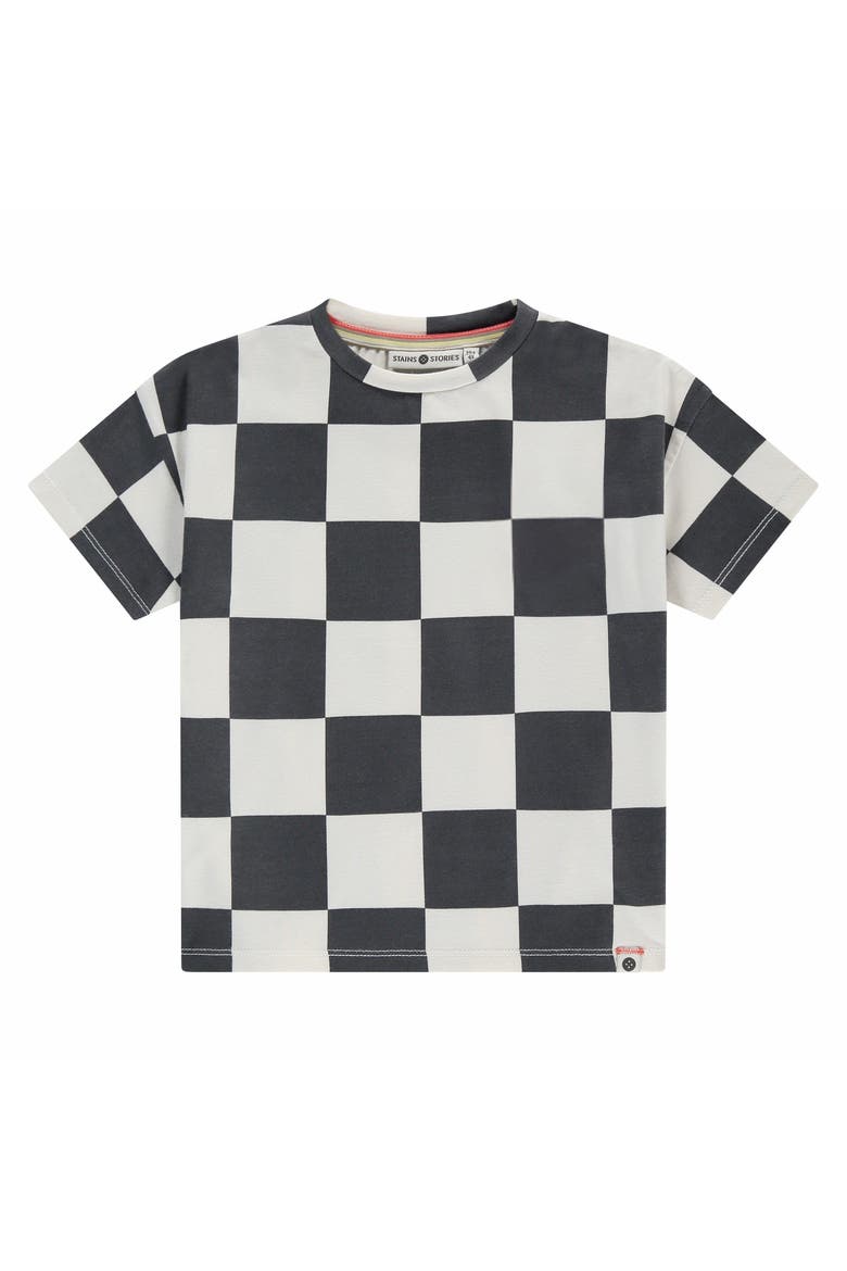 Checkered Short Sleeve T-Shirt, Main, color, Antra