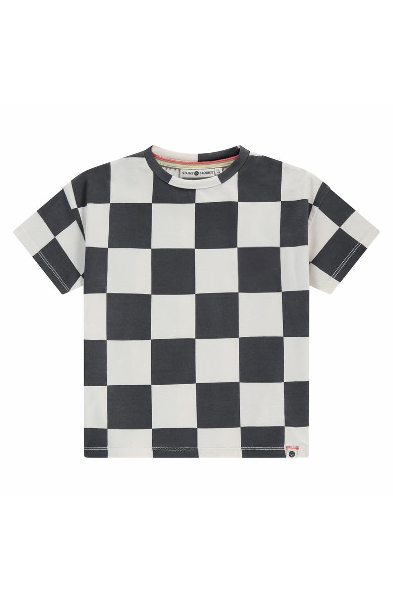 Stains and Stories by Babyface Checkered Short Sleeve T-Shirt, Main, color, Antra