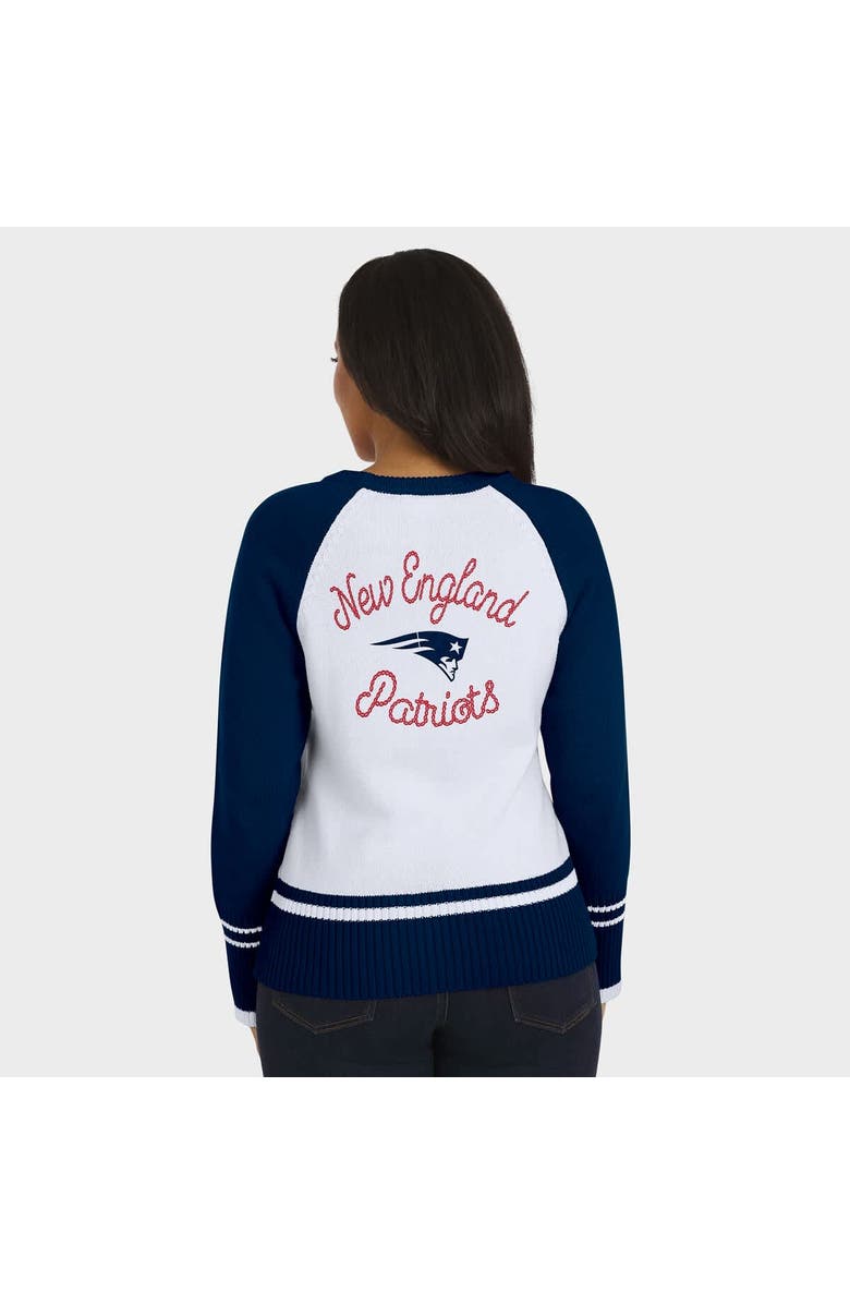 WEAR by Erin Andrews Women
s WEAR by Erin Andrews White/Navy New England Patriots Colorblock Raglan Sweater, Alternate, color, White