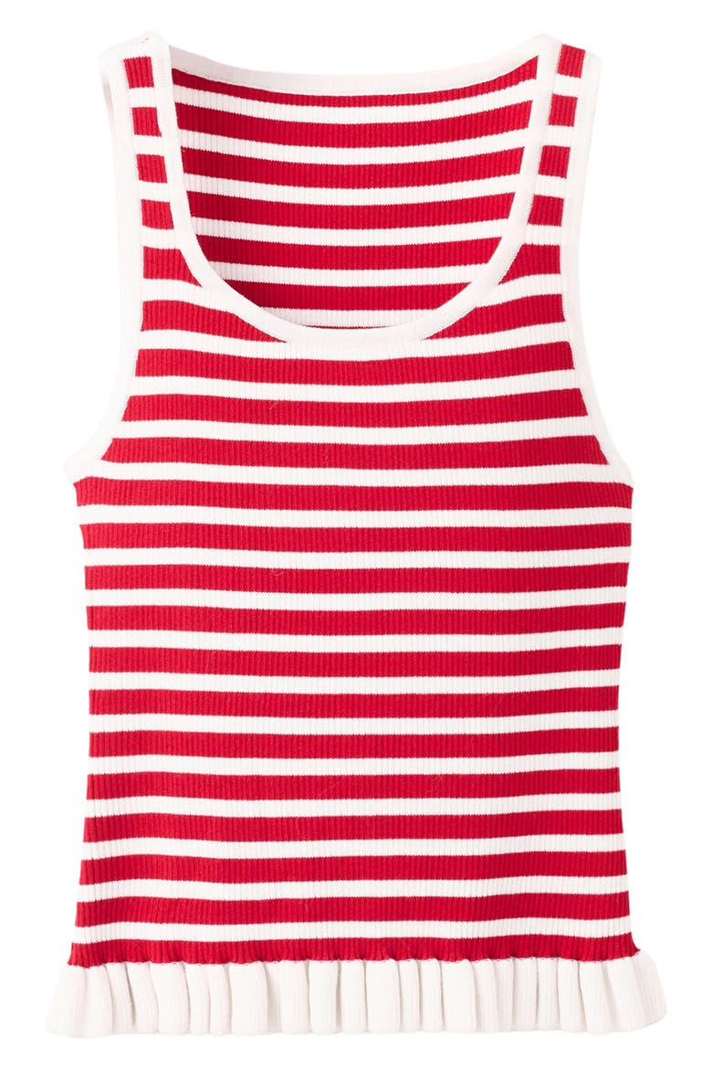 Stripe Pleat Hem Rib Tank, Alternate, color, RED