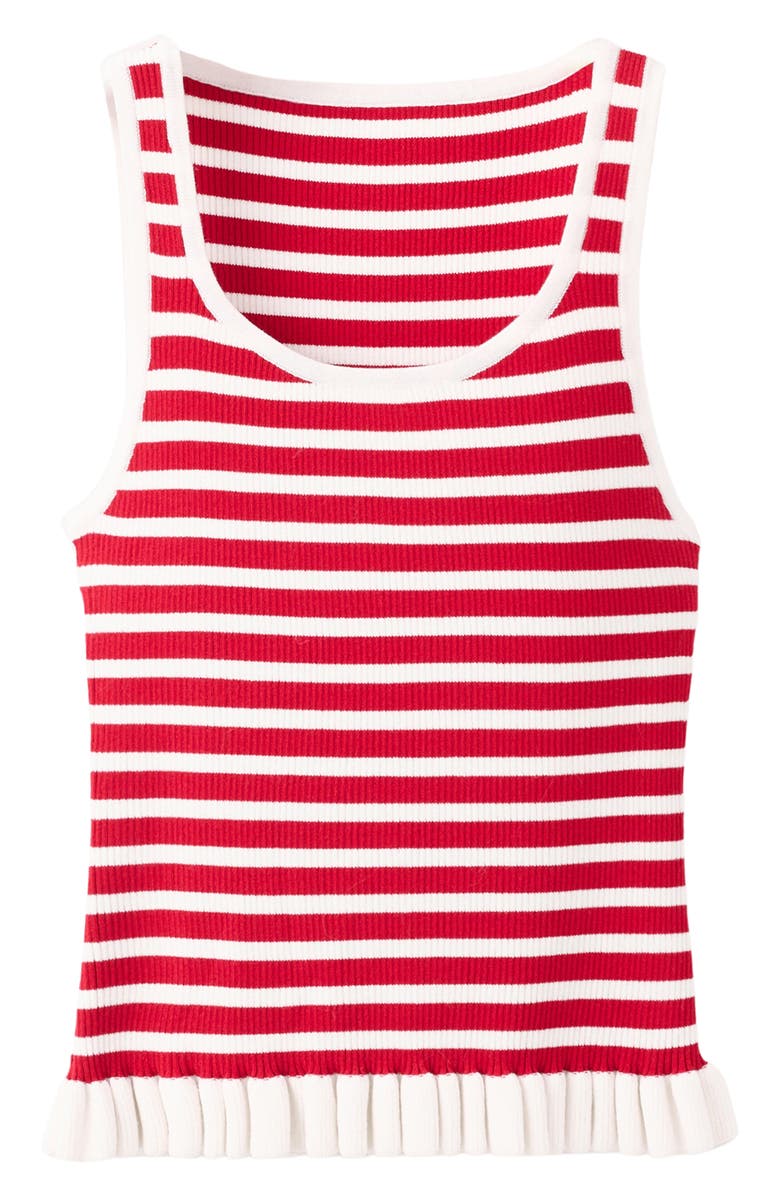 MANGO Stripe Pleat Hem Rib Tank, Alternate, color, Red