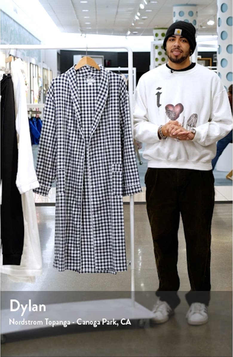 Men's Gingham Cotton Twill Robe, sales video thumbnail