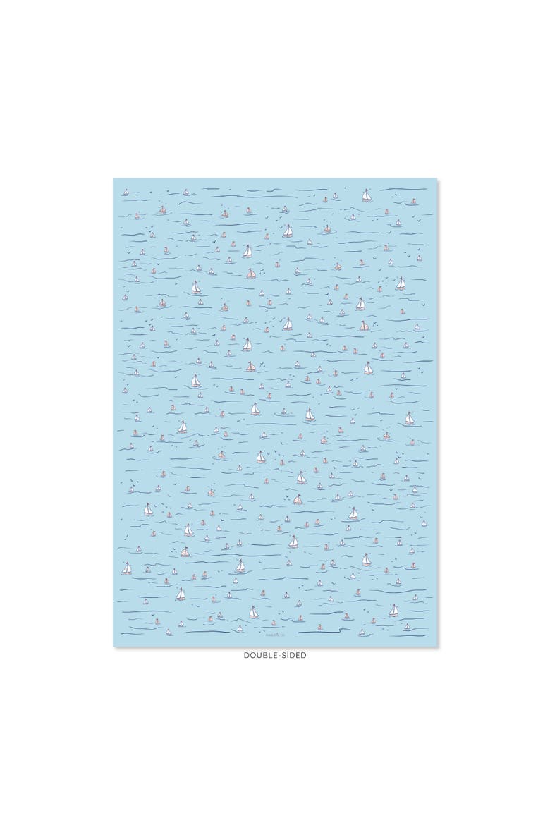 Eight Sheets Two-Sided "Seagulls" & "Sails Up" Heavyweight Gift Wrap, Alternate, color, Multicolored