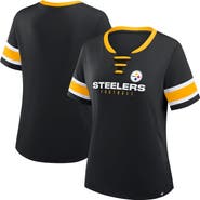 FANATICS Women's Fanatics Black Pittsburgh Steelers Redzone Draw Play Athena Lace-Up T-Shirt