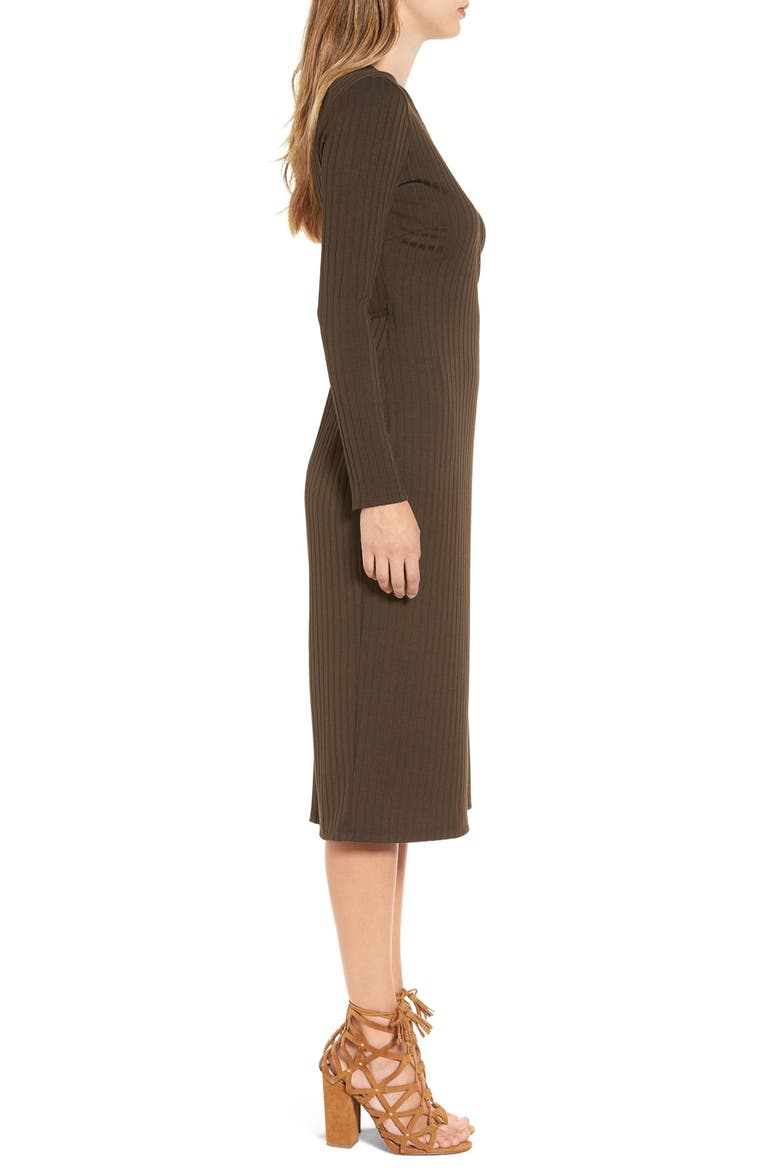 ASTR Rib Knit Wrap Dress, Alternate, color, OLIVE