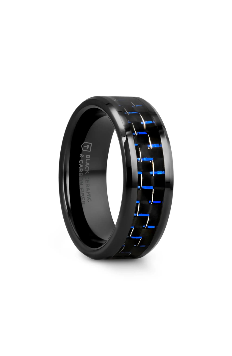 Thorsten AVITUS Carbon Fiber Inlay Beveled Ceramic Ring, Alternate, color, 6Mm