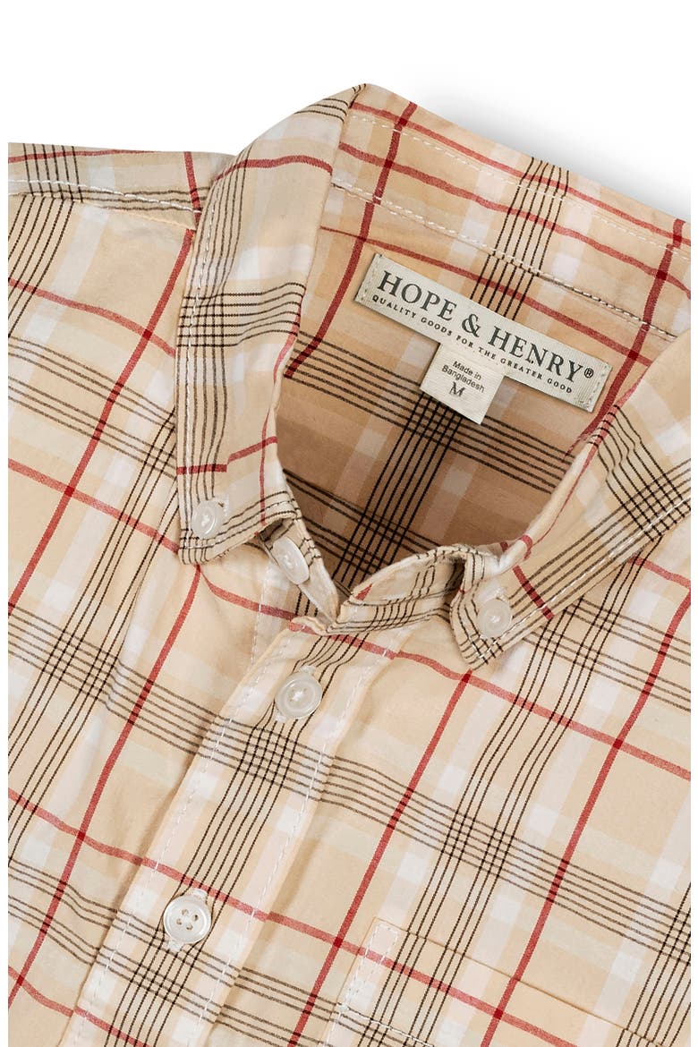 Kids' Organic Long Sleeve Stretch Poplin Shirt, Alternate, color, Fireside Plaid