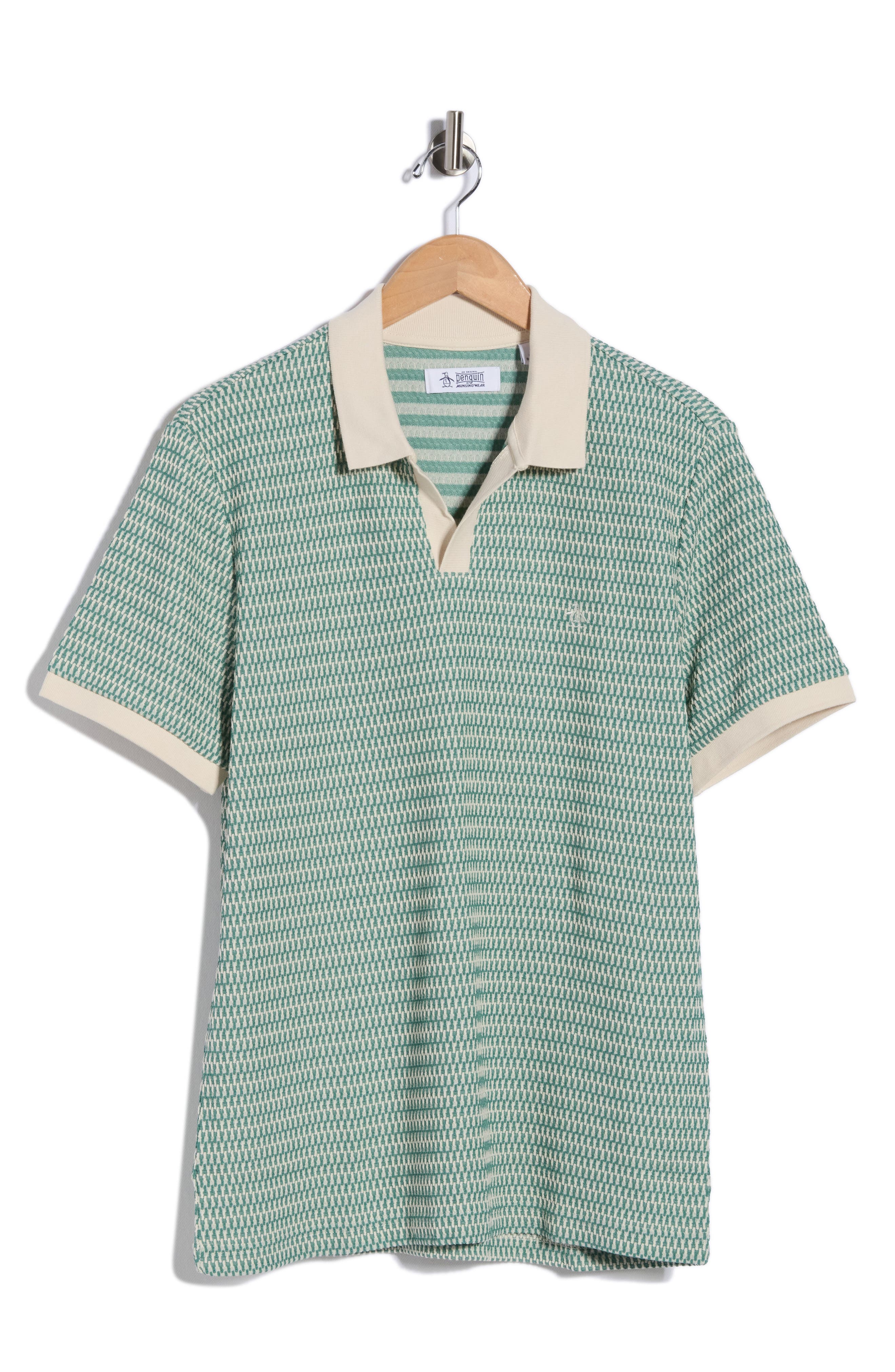 Original Penguin Crochet Stitch Johnny Collar Polo