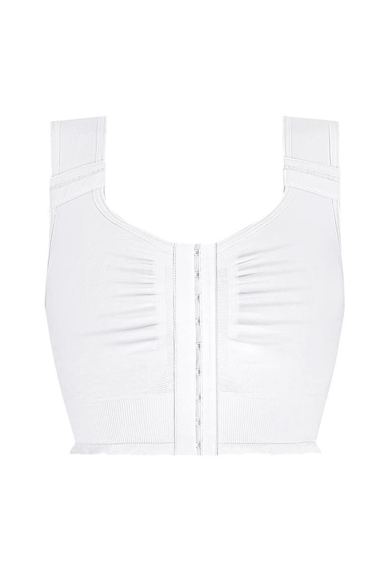 Lymph Flow Long Wire-Free Front Closure Bra, Main, color, white