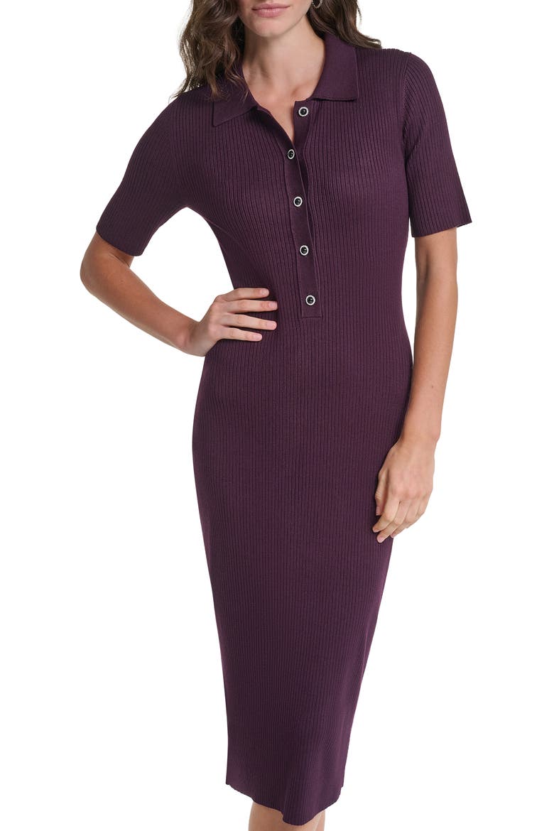 Rib Midi Sweater Dress, Alternate, color, FIG