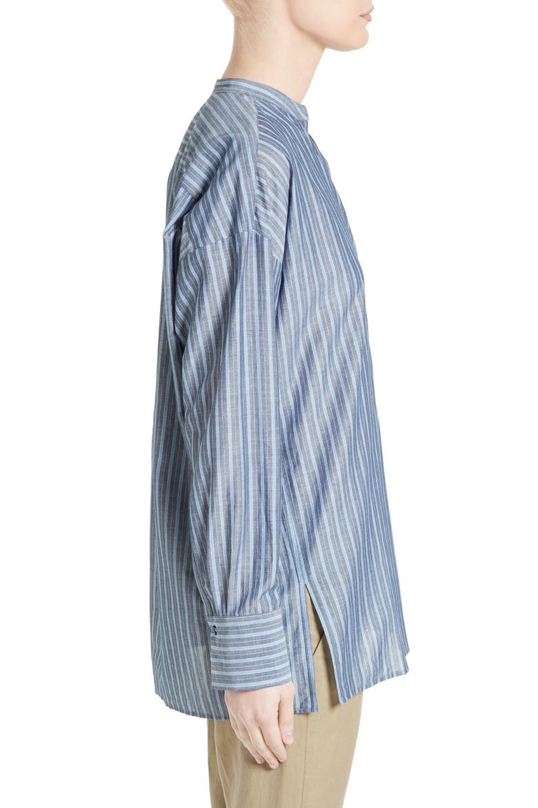 Stripe Popover Shirt, Alternate, color, COASTAL/ CHAMBRAY