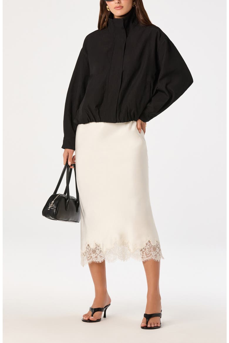 Blossom Lace Trim Midi Skirt, Alternate, color, IVORY