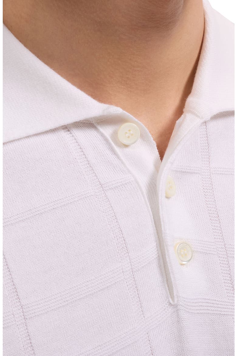 Textured Grid Polo Sweater, Alternate, color, WHITE