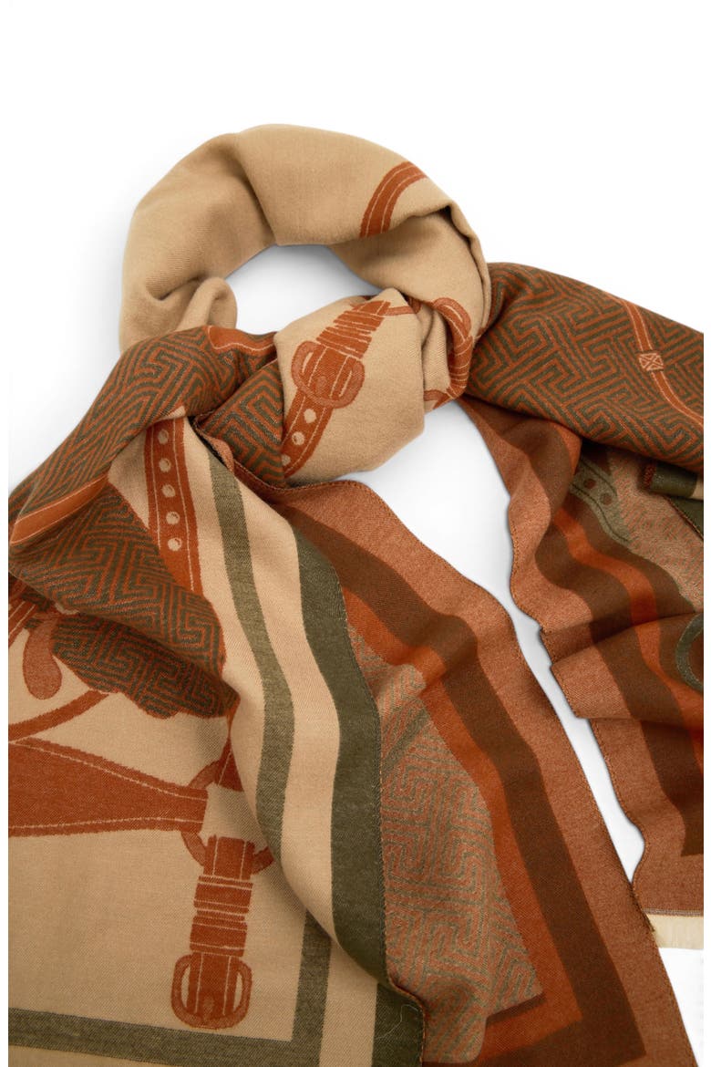 Horse Lover Reversible Print Scarf, Alternate, color, KHAKI