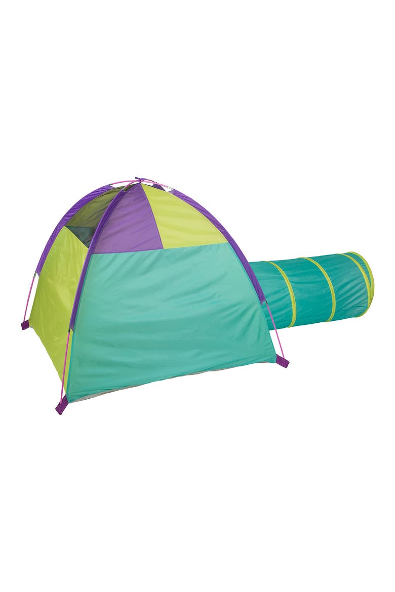 Hide Me Play Tent with Tunnel, Alternate, color, TEAL PURPLE YELLOW