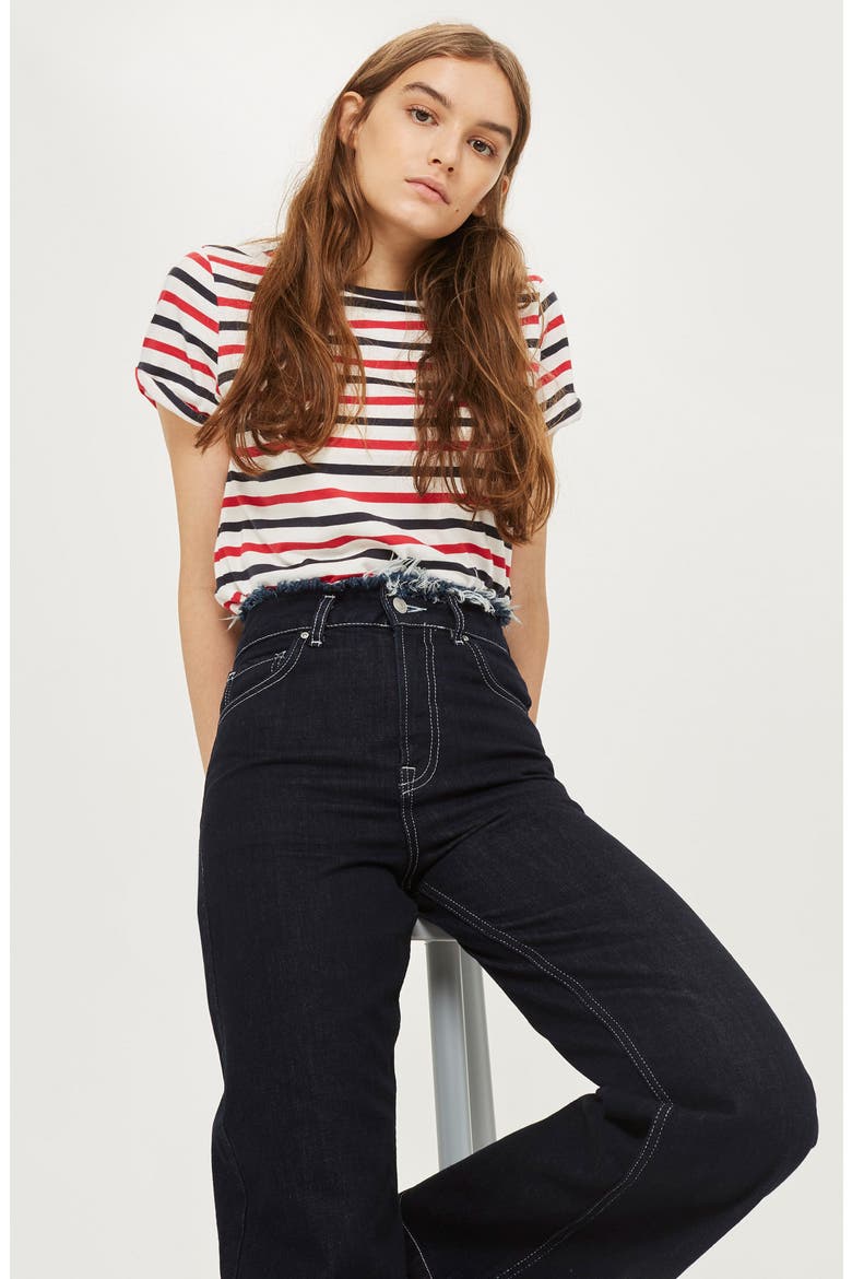Frayed Waist Wide Leg Jeans, Alternate, color, INDIGO