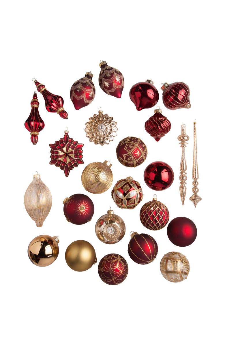 Balsam Hill Brilliant Bordeaux Set of 24 Glass Ornaments, Main, color, 