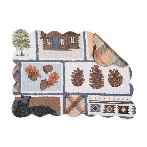 C & F Home C&f Home Oakley Maple Leaf Acorn Pinecone Black Bear Cabin Pine Trees Scalloped Placemats Set Of 6, In Brown