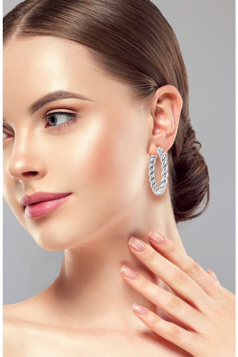Twisted Large Hoop Earrings, Alternate, color, SILVER