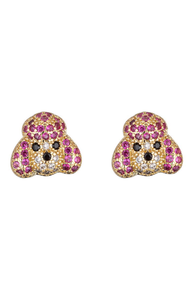 Poodle CZ Stud Earrings, Main, color, GOLD
