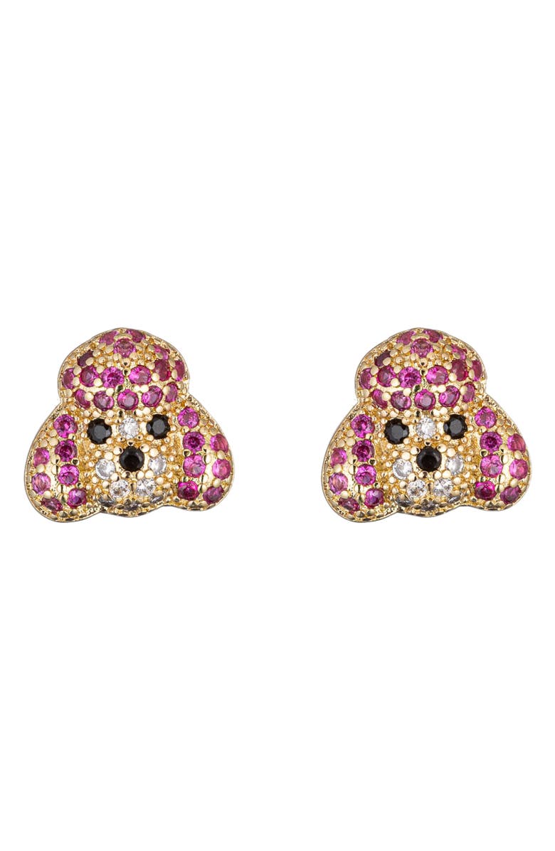 EYE CANDY LOS ANGELES Poodle CZ Stud Earrings, Main, color, Gold