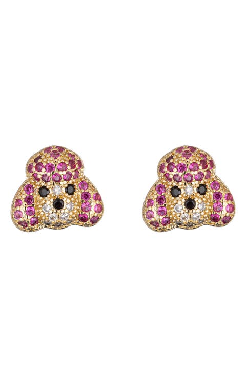 Poodle CZ Stud Earrings