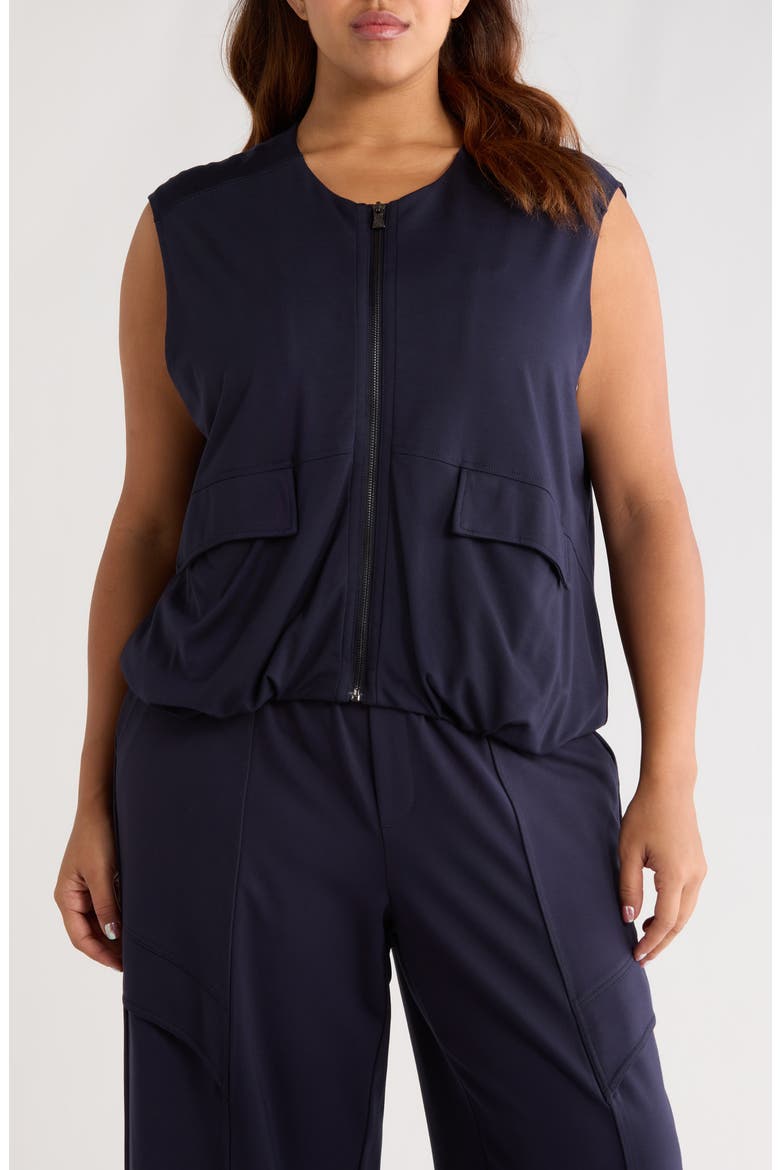 Knit Zip-Up Vest, Main, color, NAVY