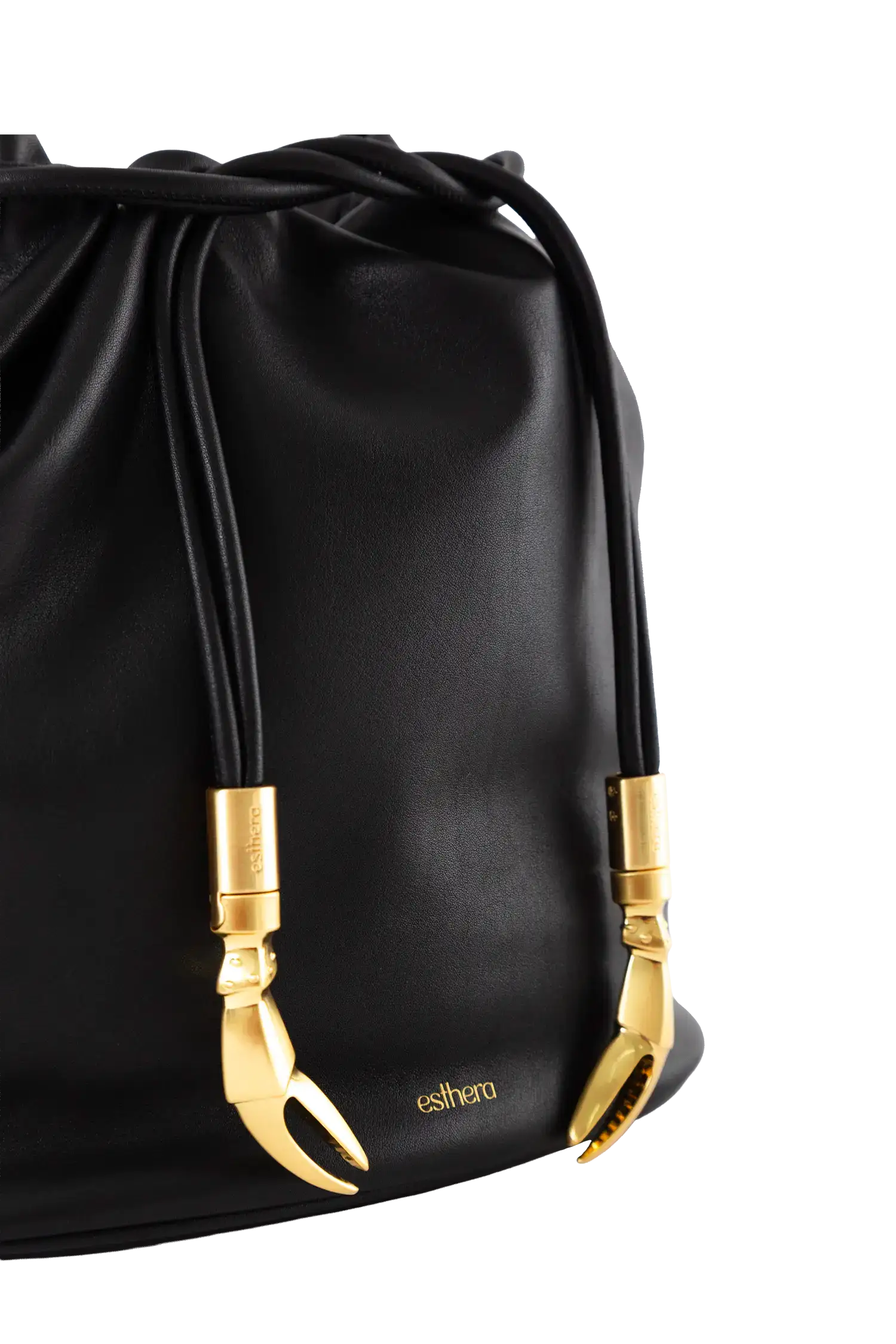Leather Pouch Bag with Crab Claw, Alternate, color, Black
