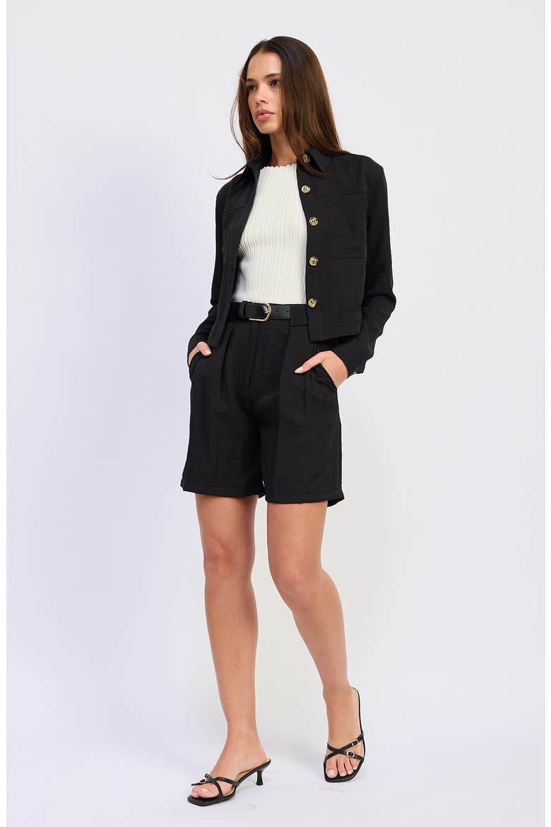 Cara Pleated Shorts, Alternate, color, BLACK