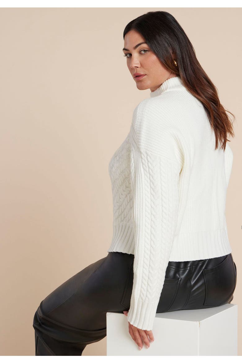 Cableknit Funnelneck Sweater, Alternate, color, JET STREAM