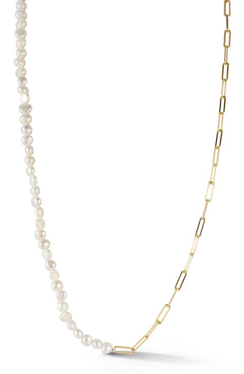 Pearl Paper Clip Necklace