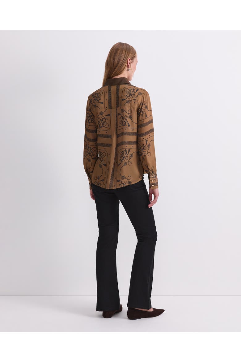 Sadie Horse Print Long Sleeve Shirt, Alternate, color, Brown Multi