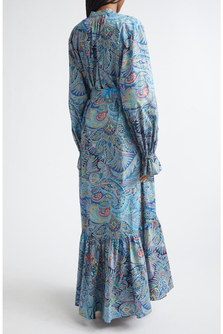 Paisley Long Sleeve Maxi Dress, Alternate, color, PRINT ON BLUE BASE